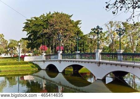 Ayutthaya, Thailand - December 24, 2009: Beautiful Buildings And Park In The Sommerpalace Bang Pa In