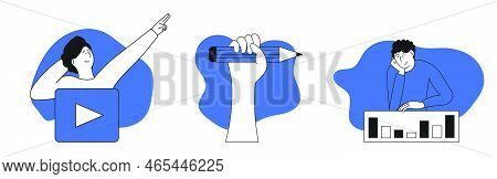 Staying Productive Set Business Vector Illustration Concept. Stay Success And Office Efficiency Stra