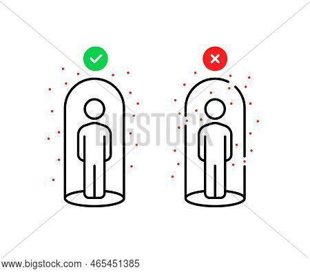 Thin Line Good And Bad Immunity Icon. Outline Flat Style Trend Modern Logo Graphic Design Infographi