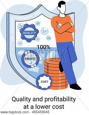 Quality And Profitability At Lower Cost. Business Strategy, Financial Analytics. Increasing Profit. 
