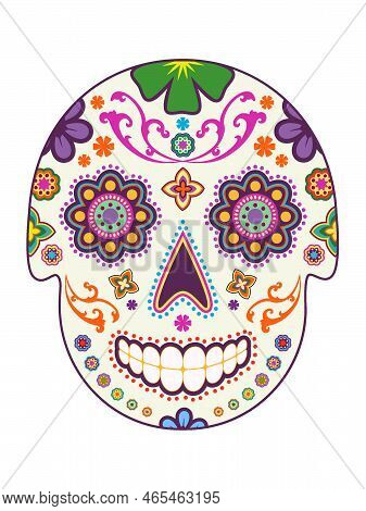This Hand Drawn Sugar Skull Is A Scalable Vector, Making It Ideal For Backgrounds, Textiles, Gift-wr