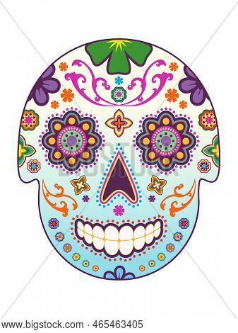 This Hand Drawn Sugar Skull Is A Scalable Vector, Making It Ideal For Backgrounds, Textiles, Gift-wr
