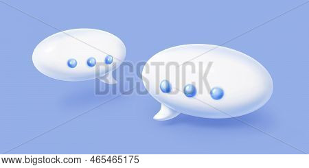 3d Render Chat Bubbles Isolated White Communication Speech Balloons. Dialogue, Speak And Message Clo