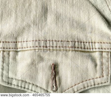 Pocket On Denim Texture. Stock Photo Of High Quality Fabric.