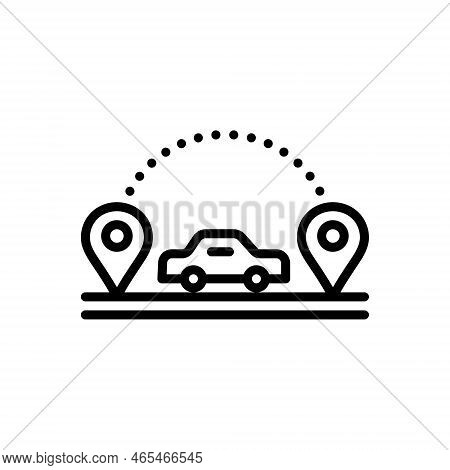 Black Line Icon For Visits Location Moved Relocation Gps Street Place-to-place One-place-to-another 