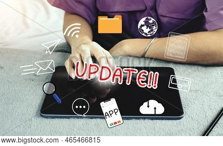 The Concept Of Using A Smartphone For Social Media Update.