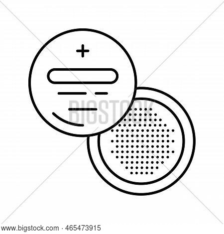 Cr2032 Button Battery Line Icon Vector. Cr2032 Button Battery Sign. Isolated Contour Symbol Black Il