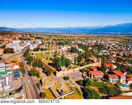 Batonis Tsikhe Fortress Aerial Panoramic View In Telavi. Telavi Is The Main City Of Kakheti Province