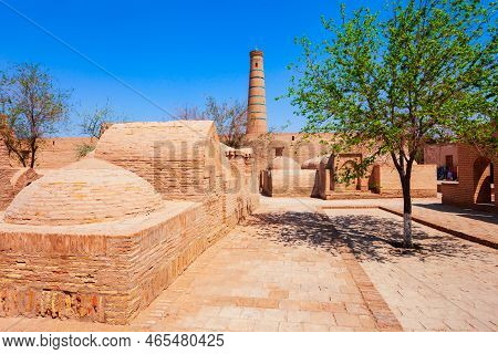 Juma Masjid And Minaret At The Ichan Kala, An Ancient Walled Inner Town Of The City Of Khiva In Uzbe