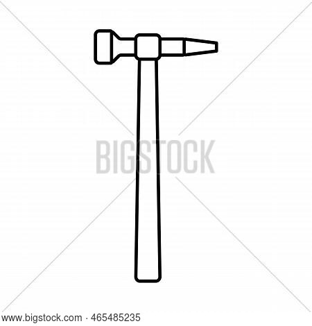 Straight Peen Hammer Tool Line Icon Vector. Straight Peen Hammer Tool Sign. Isolated Contour Symbol 
