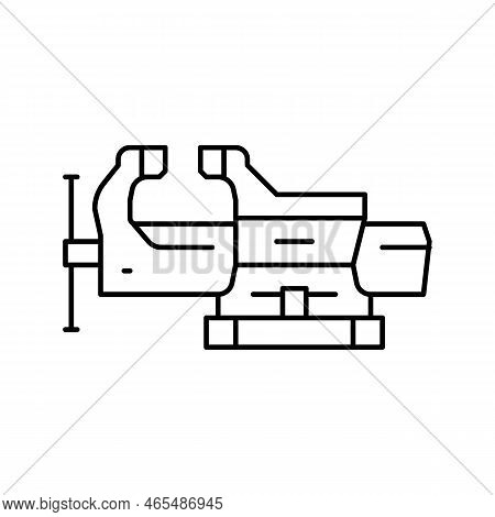 Swivel Base Bench Vice Line Icon Vector. Swivel Base Bench Vice Sign. Isolated Contour Symbol Black 