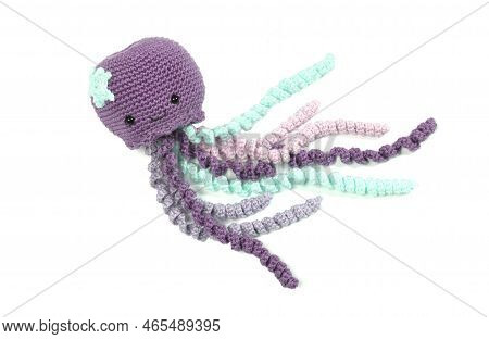 Crochet Squid Or Octopus, Isolated On White