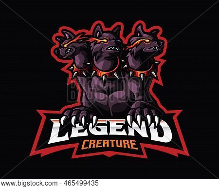 Cerberus Mascot Logo Design. Vector Illustration Cerberus Greek Mythological Creature. Logo Illustra