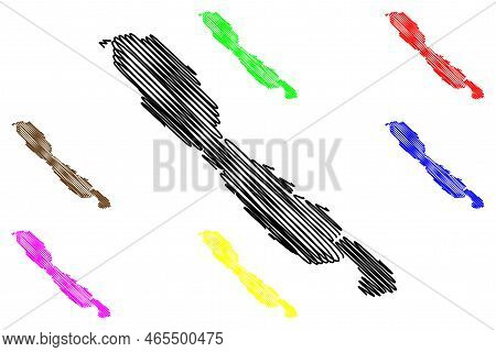 Maun Island (republic Of Croatia, Adriatic Sea) Map Vector Illustration, Scribble Sketch Maun Map
