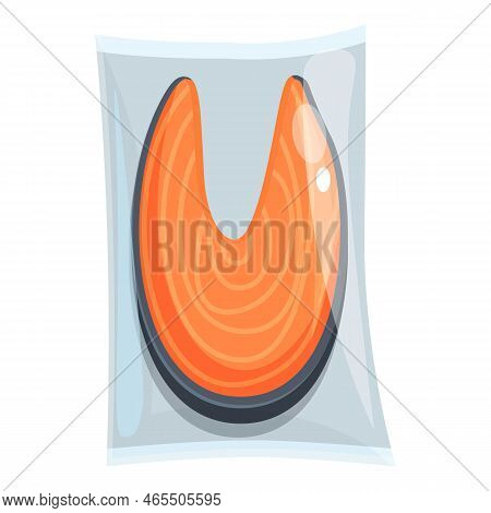 Red Fish Vacuum Bag Icon Cartoon Vector. Food Meat. Steak Zipper