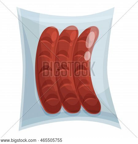 Bbq Sausage Vacuum Bag Icon Cartoon Vector. Meat Food. Snack Clear