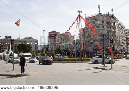 Izmir, Turkey - May 13, 2020 : Republic Square Of Bornova District View In Izmir City. Bornova Is Po