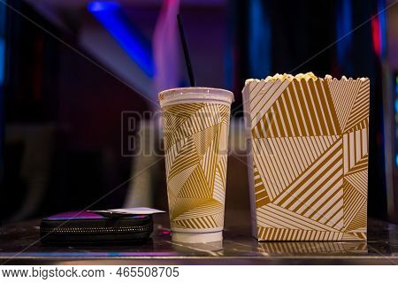 Samut Prakan, Thailand - October 23, 2022 : Set Of Popcorn And Soft Drink From The Biggest Brand Of 