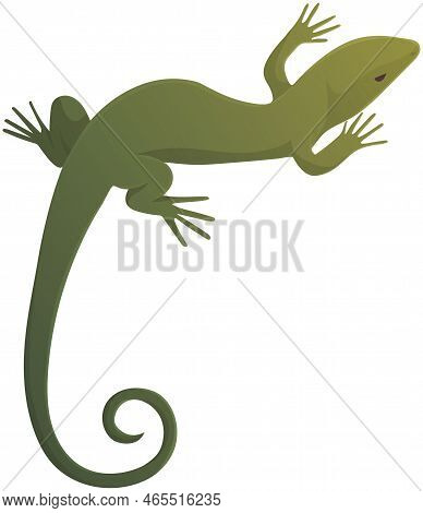 Lizard, Green Small Reptile, Species Of Common Lizard. Vector Wild Animal Isolated On White Backgrou