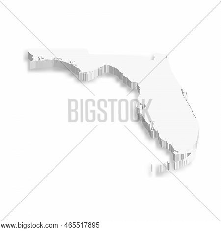 Florida, State Of Usa - White Vector 3d Map Of Country Area.