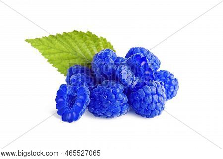 Fresh Tasty Blue Raspberries Isolated On White