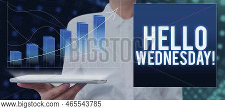 Hand Writing Sign Hello Wednesday. Word For It Is A Good Day When You Reach In The Middle Of The Wee