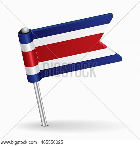 Costa Rican Flag Map Pointer Layout. Vector Illustration.
