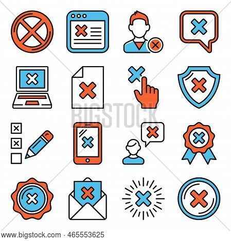 Close Buttons Icons Set On White Background. Vector