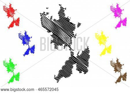 Rineia Island (hellenic Republic, Greece, Cyclades Archipelago) Map Vector Illustration, Scribble Sk