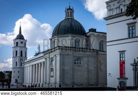 Vilnius, Lithuania - September 26, 2022: The Cathedral Basilica Of St Stanislaus And St Ladislaus On