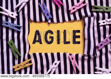 Text Caption Presenting Agile. Business Showcase Iterative Approach To Software Delivery Builds Soft