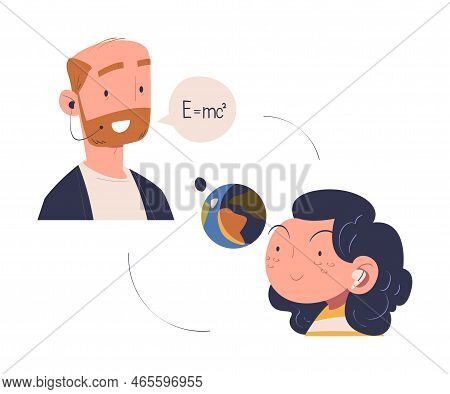 Online Education And E-learning With Man Professor And Woman Student Having Lesson On Web Platform V