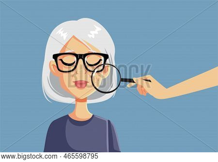 Mature Woman Having Her Skin Dermatologically Tested Vector Illustration