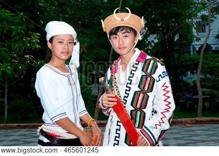 Bangkok, Thailand, January 5, 2010. Unidentified Ethnic Kachin Or Jingpo Male In Traditional Attire 