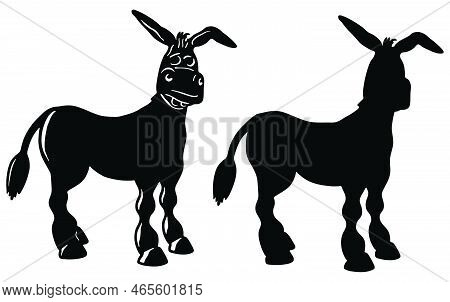 Donkey Icon, Vector, Silhouette Wildlife Design Islolated On White Background