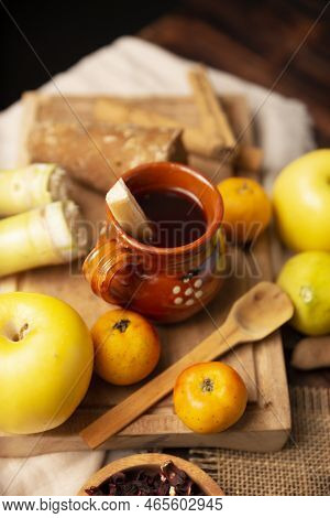 Ponche De Frutas. Christmas Fruit Punch Is An Infusion That Is Consumed In Mexico, Traditionally Dur