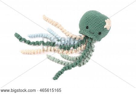 Crochet Squid Or Octopus, Isolated On White