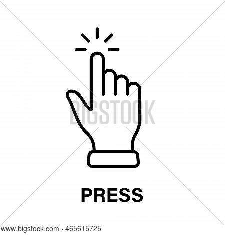 Press Gesture Of Computer Mouse. Pointer Finger Black Line Icon. Cursor Hand Linear Pictogram. Click