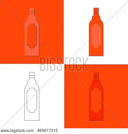 Bottle Of Rum, Great Design For Any Purposes. Flat Style. Color Form. Party Drink Concept. Icon Bott