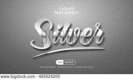 Silver Text Effect Style. Editable Text Effect.