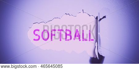 Text Showing Inspiration Softball. Concept Meaning A Sport Similar To Baseball Played With A Ball An