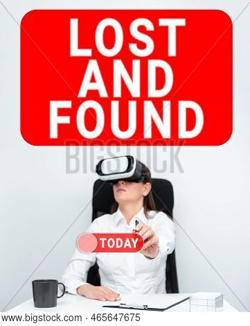 Conceptual Display Lost And Found. Word For Place Where You Can Find Forgotten Things Search Service