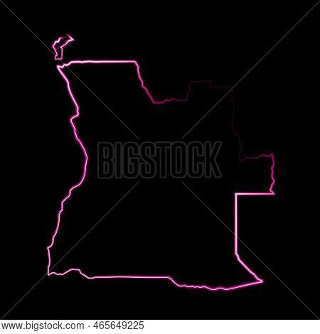 Vector Isolated Illustration Of Angola Map With Neon Effect.