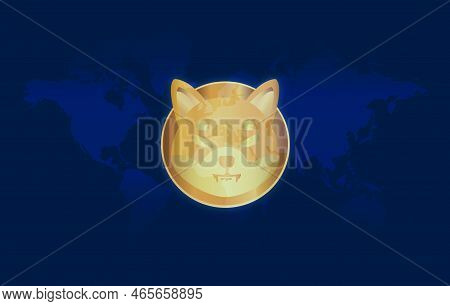 Shiba Virtual Currency Visuals On A Colorful Background. 3d Illustrations.