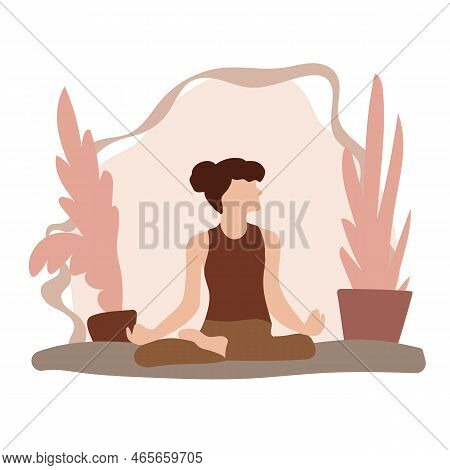 Woman Practice Yoga Exercise. Active Person Enjoying Aerobics. Woman Practicing Body Stretching, Fla