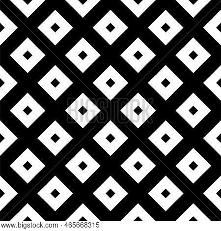 Square Seamless Background Pattern From Black Vintage Bell Symbols Are Different Sizes And Opacity.