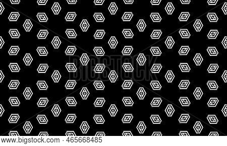 Square Seamless Background Pattern From Black Vintage Bell Symbols Are Different Sizes And Opacity.