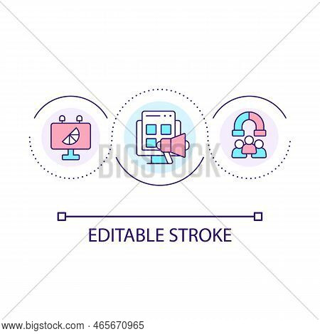Multi Channel Advertising Campaigns Loop Concept Icon. Marketing Strategy To Attract New Customers A