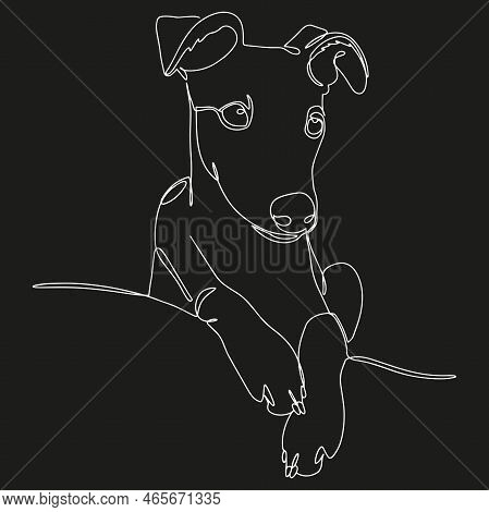 Portrait Of A Dog In One Line. Whippet , Greyhound Realistic Silhouette Outline. The Small English G