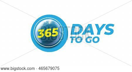 365 Days To Go Countdown Blue Modern Horizontal Banner Design Template Isolated On White Background.